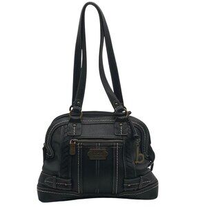 Born Concept Black Faux Leather Vintage Shoulder Bag